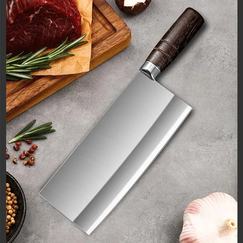 8 inch Kitchen Cleaver Knife Stainless Steel Boning Meat Slicing Chopping Knife Wood Handle Chinese Butcher Knife Cooking Tools