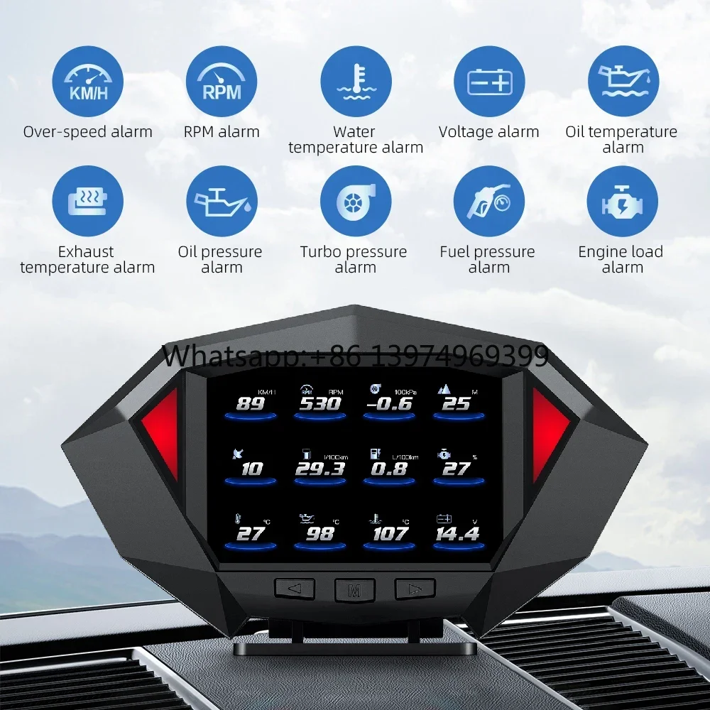 New P1 HUD Head up Display 2 Digital Car Computer GPS Auto Speed Meter Electronic Monitor Diagnosis ECU Data Gauge