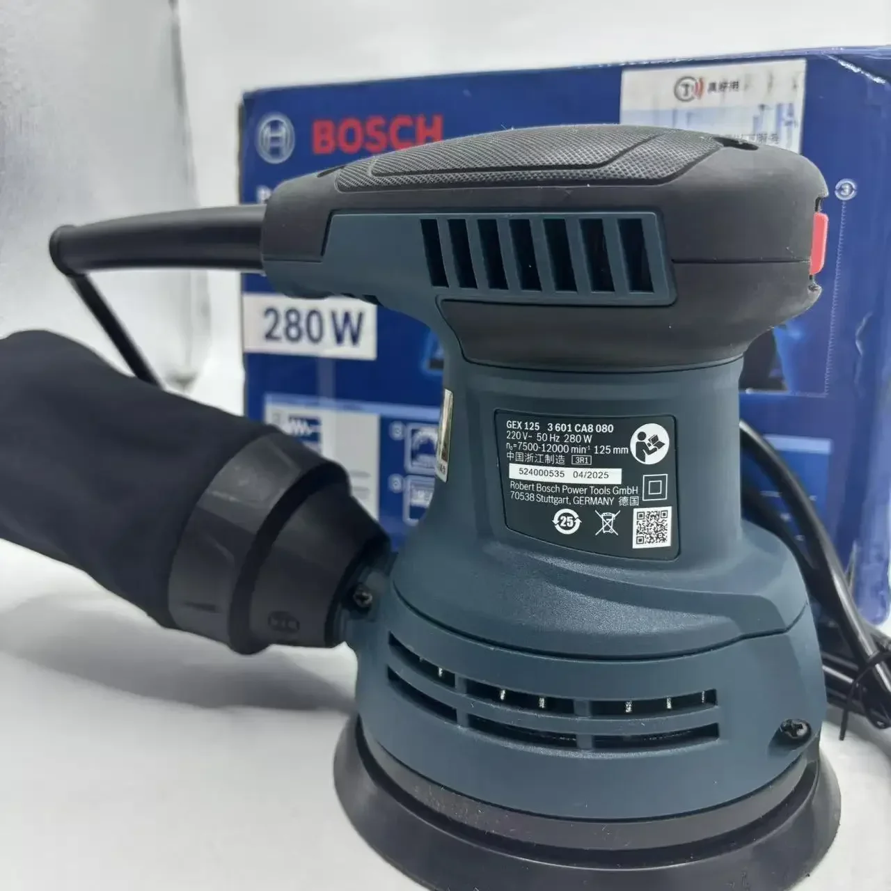 Bosch GEX125 280W Orbital Sander 125mm Variable Speed Dustless Sanding Machine for Wood Wall Automotive