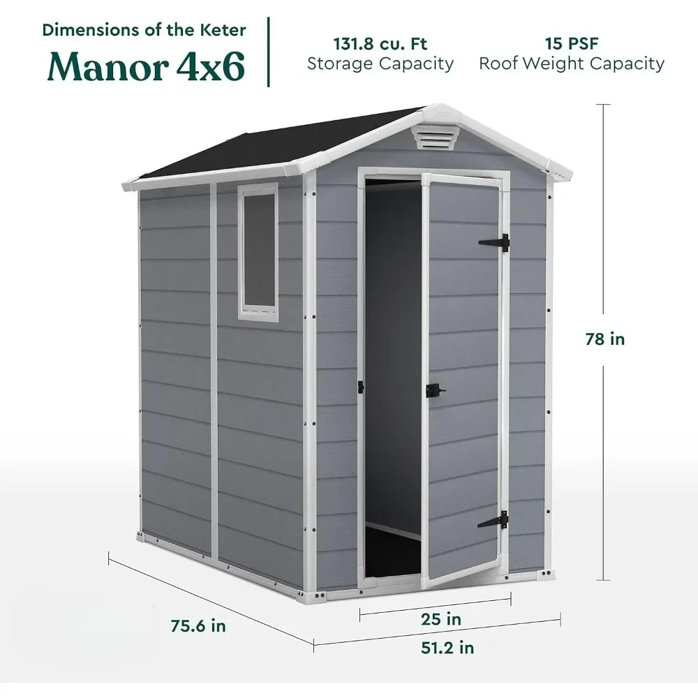 4x6 Resin Outdoor Storage Shed Kit-Perfect to Store Patio Furniture, Garden Tools Bike Accessories, Beach Chairs,Storages