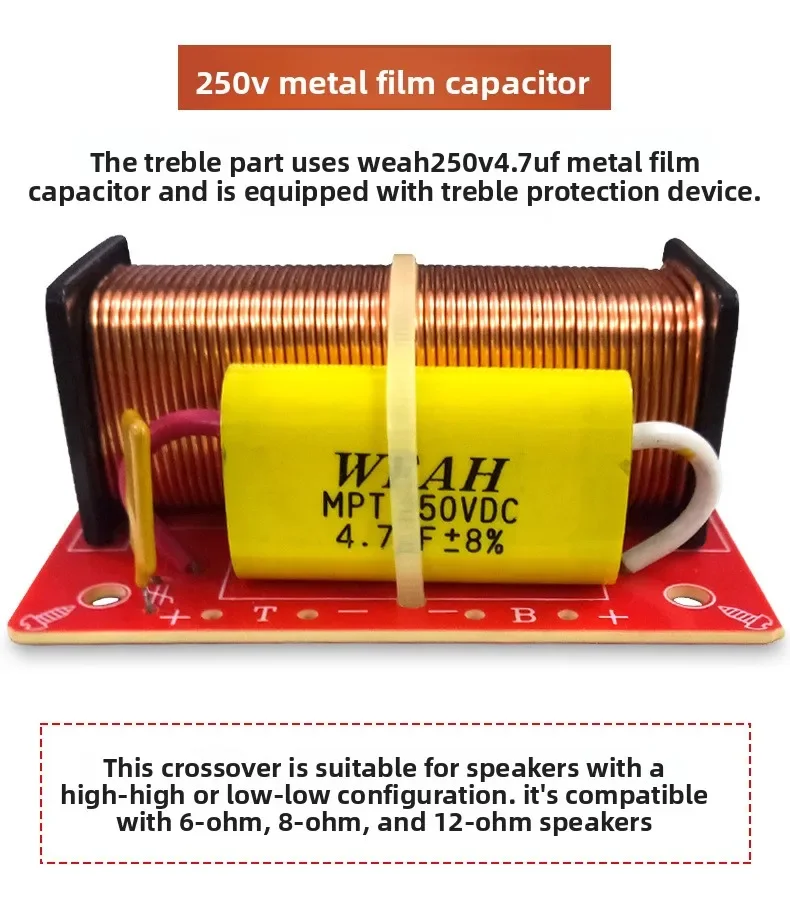 MW Audio 10 Stück 100W 2-Wege-HiFi-Lautsprecher-Frequenzweiche, Hoch-/Tiefpass-Teiler für Lautsprecher-Upgrade – Detail 4