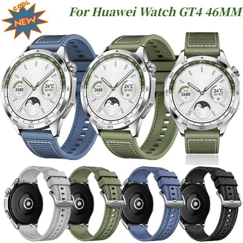 22mm Composite Silicone＋Nylon Strap For Huawei Watch GT4 46mm Official Braided Bracelet Band Huawei Watch 4/3/GT4-3-2 Pro Belt