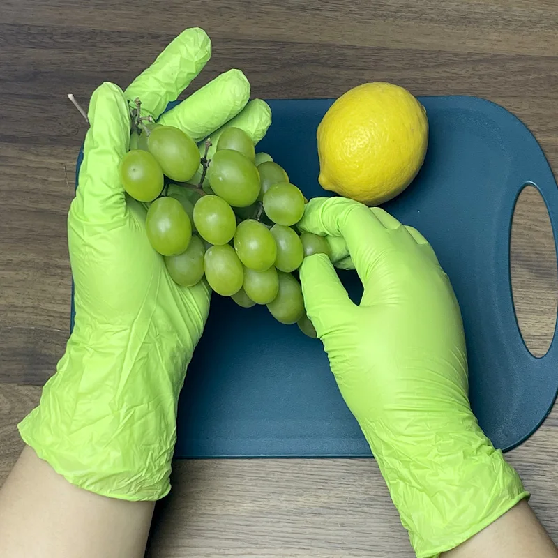 20/50/100PCS Green Disposable Nitrile Gloves Household Gloves Powder Free Latex Free Suitable for Cooking Beauty Cleaning Tools