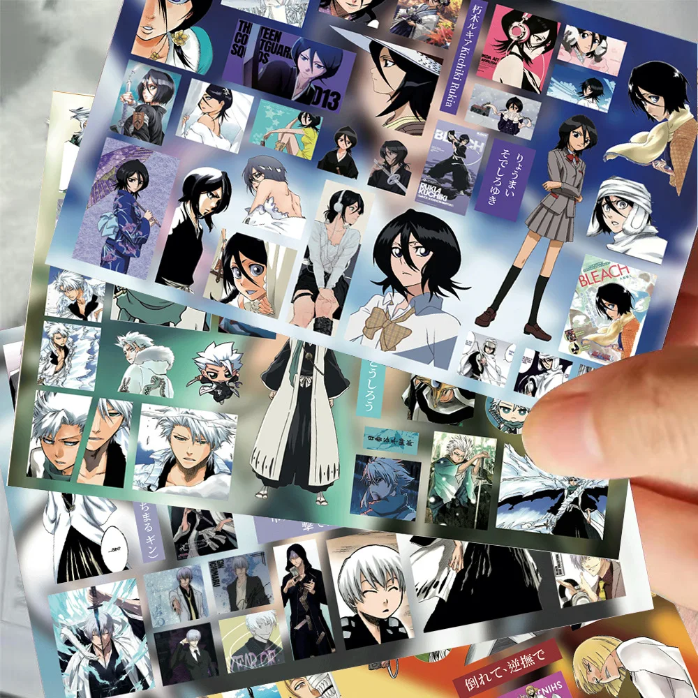 8 Blatt Bleichsticker mit Ausstanzung, Grimmjow Kurosaki Ichigo, Anime-Aufkleber, Kawaii, Scrapbooking, Collagen, Schreibwaren für Studenten, süßes Geschenk