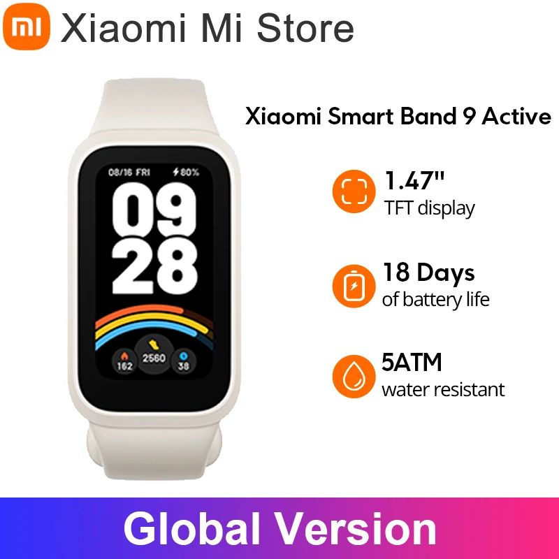 Global Version Xiaomi Smart Band 9 Active 1.47'' Display All-day Health And Fitness Monitoring 18-day Battery Life Modes 5ATM