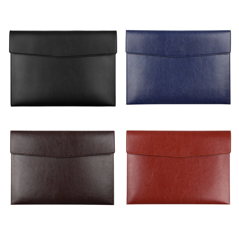 Portable PU File Folders Button Closure File Bag Document Business Office Choice QXNF