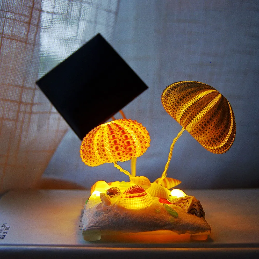 Solar night light Sea urchin Shell light Creative gift for friends desktop bedroom decoration