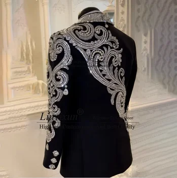 ชุดสูทผู้ชายประดับเพชรประกายวิบวับสำหรับงานแต่งงานชุดเบลเซอร์งานพรอม3ชิ้นชุดทักซิโด้สำหรับเจ้าบ่าวชุดทักซิโด้