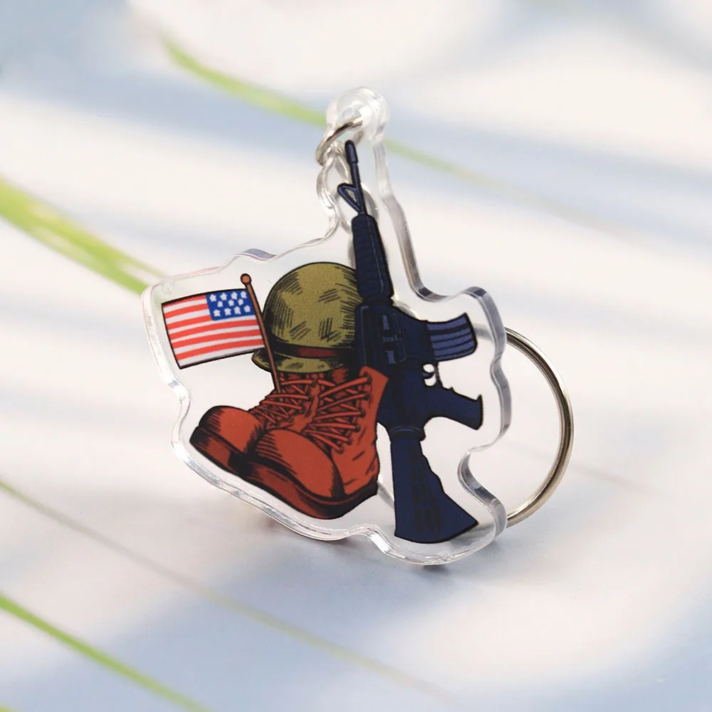 Acrylic Keychain for In The United States European and American Patriotic Theme Veterans Memorial Hanging Pendant Gifts Keyring