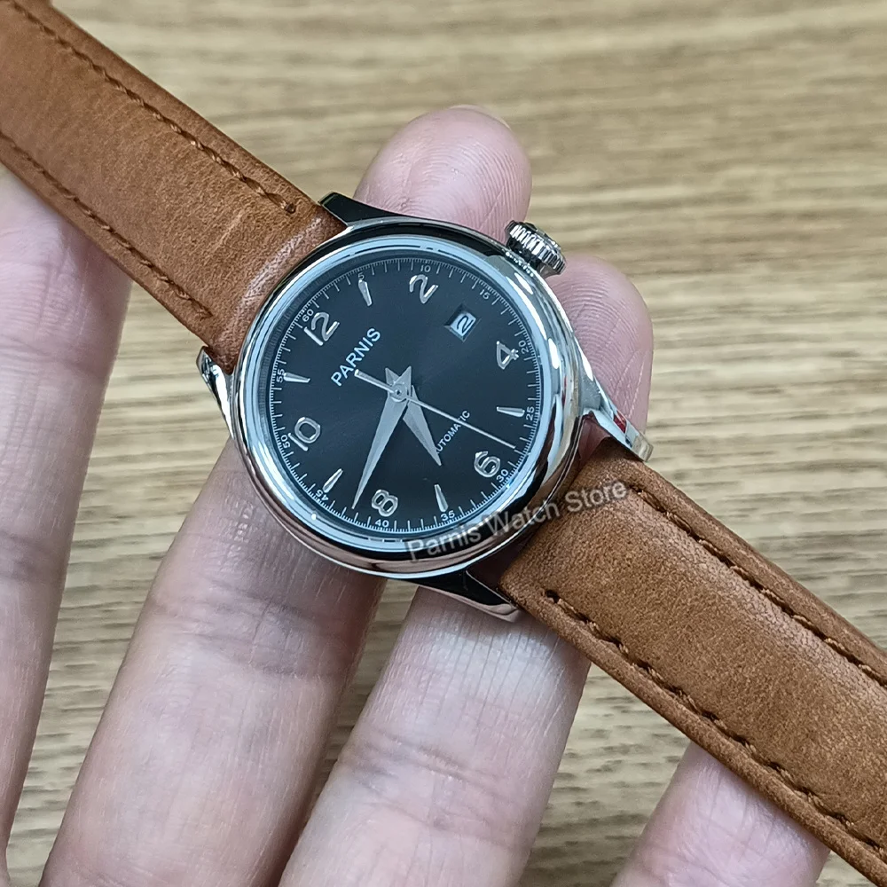 Parnis 26 мм для женщин и девочек элегантные женские маленькие наручные часы с сапфировым стеклом черный циферблат автоматические 5ATM водонепроницаемые