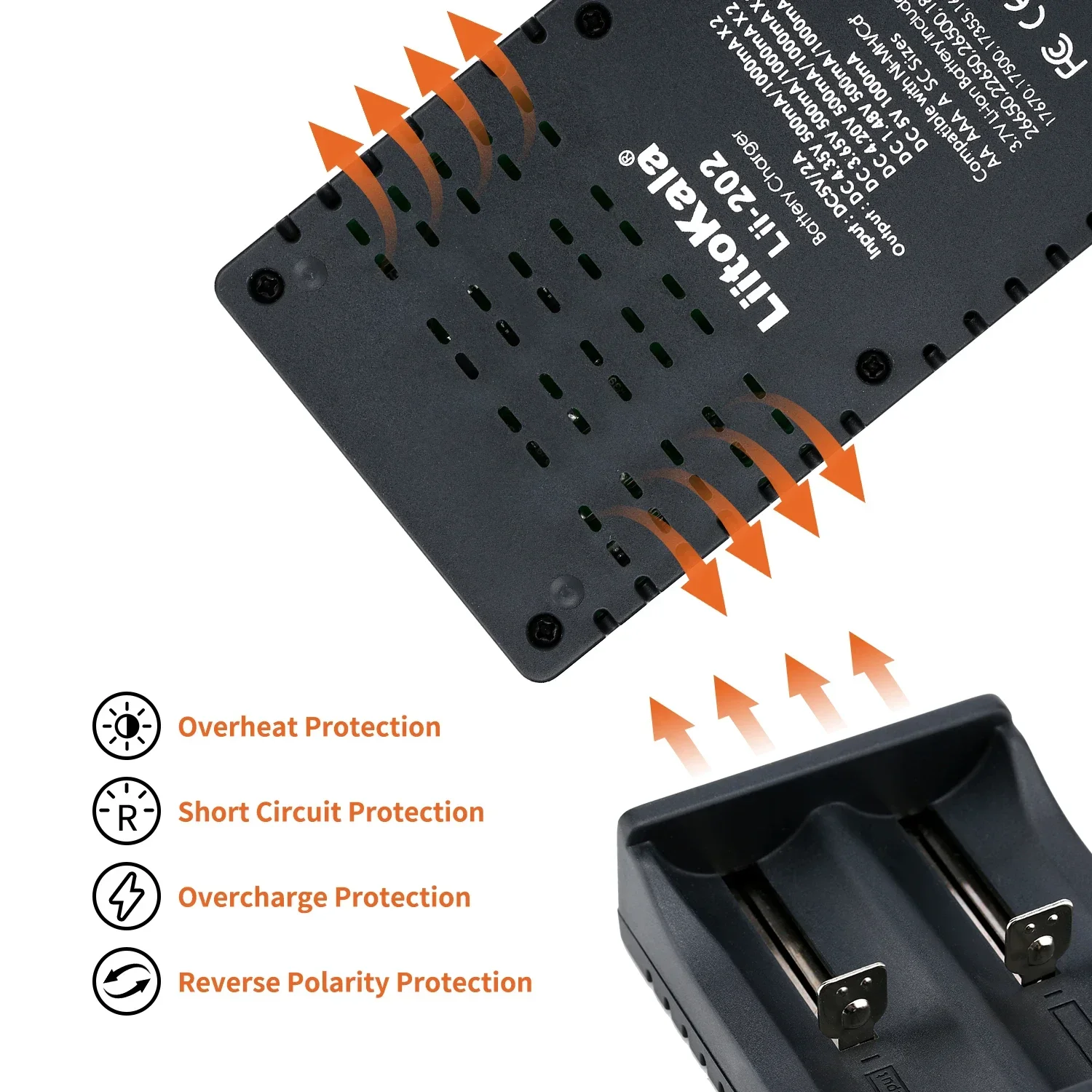 LiitoKala Lii-202 18650 Charger 1.2V/3.7V/3.2V/3.85V 21700 20700 2665014500 16340 NiMH li-ion battery Smart charger