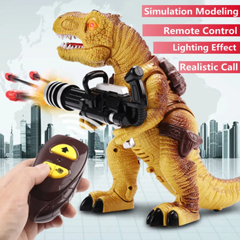 Launch Bullet Simulation Sound Effects RC Tank 2.4G Cool LED Lighting Swinging Electric Walking Remote Control Dinosaur Model