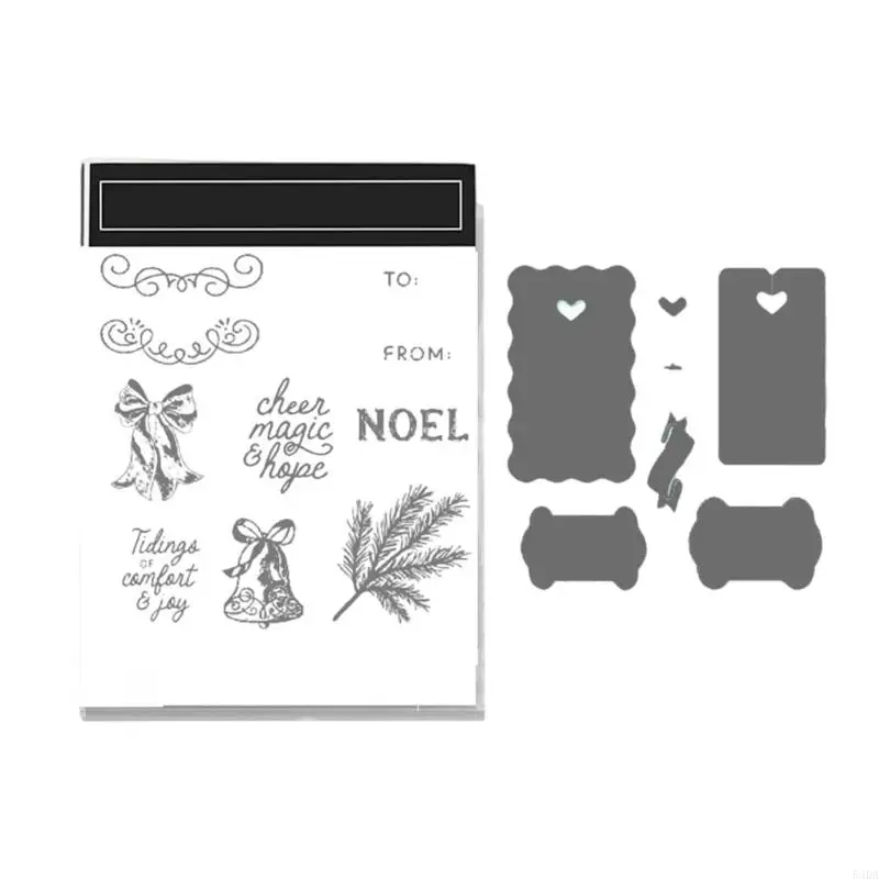 54DA zwiększający kreatywność zestaw do rękodzieła DIY świąteczna metalowa matryca i pieczątka silikonowa do dekoracji i