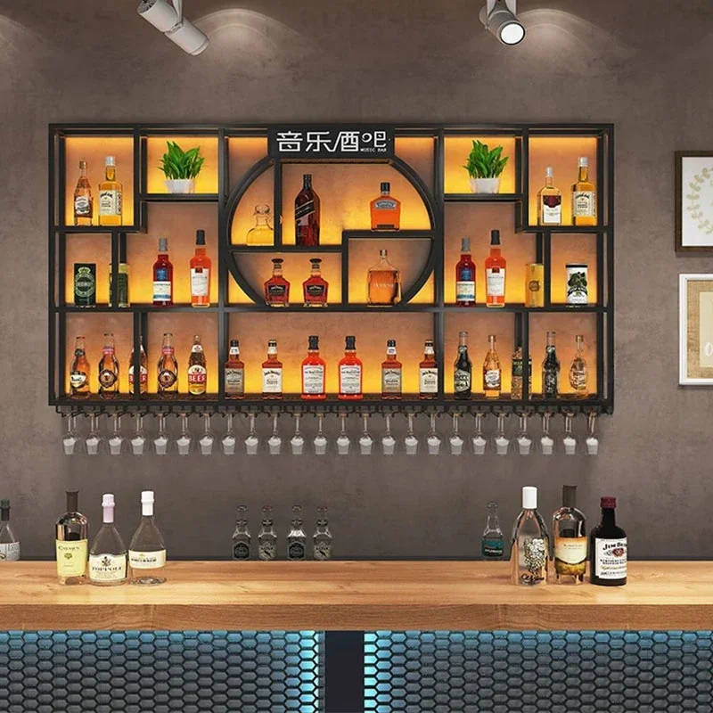 

Display Storage Wine Holder Hanging Cabinet Living Room Wall Wine Rack Bottle Modern Shelf Botelleros De Vino Bar Furniture