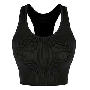 Racerback Yoga Vest cho phụ nữ, hàng đầu của việc thu hoạch cơ bản, áo tank không có phòng tập thể dục được may, áo ngực nữ không có áo ngực 12 Bán hàng chính Blouse Canelado - №9