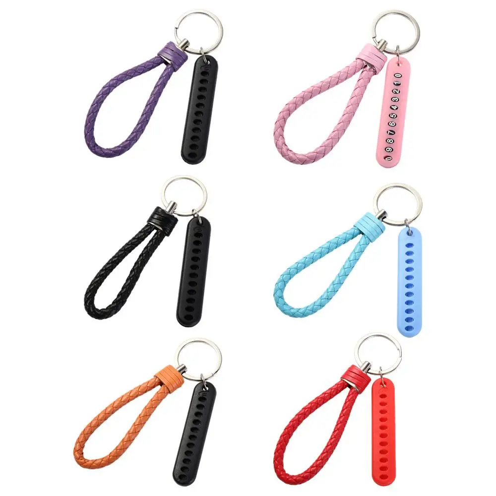 High Quality Hand Woven Anti-lost DIY Car Key Holder Phone Number Keychain Car Key Clip ​ Lanyard Keyring