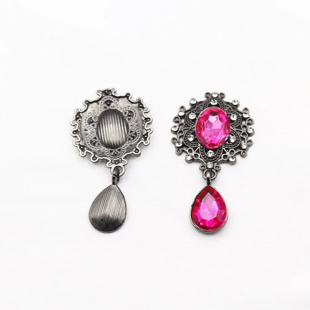5pcs Black Elliptical Flower Disk Pendants 25*46MM Gun Metal DIY Butterfly Knot Barrette Hair Accessories Clothing Decorations