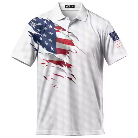 Polo American Flag Hawaiian Shirts For Men Golf Polos Short Sleeve Performance Golf Shirts Mens Golf Shirt Unisex Streetwear