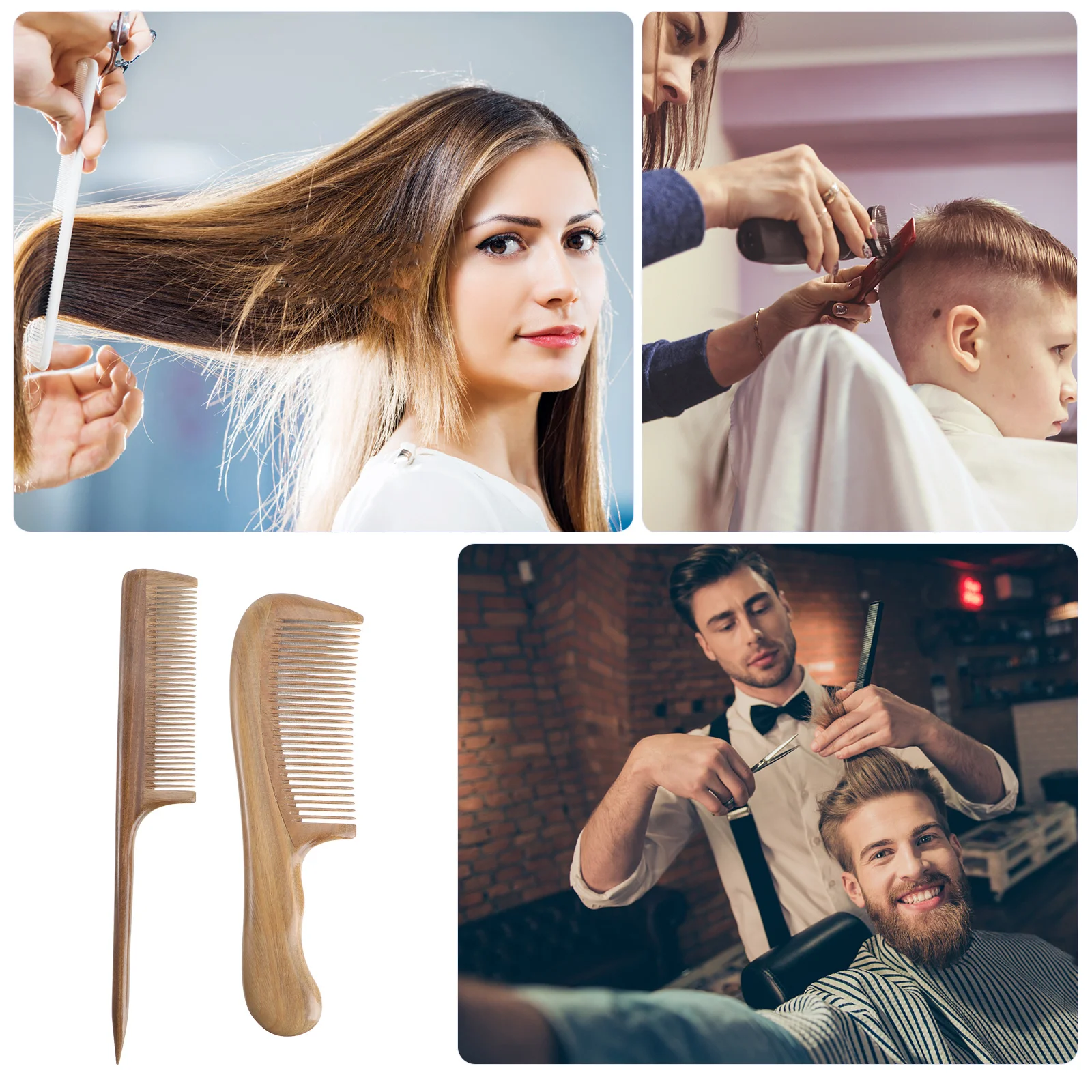 

2Pcs Natural Wood Sandalwood Comb Wide Teeth Detangler Hair Dressing Styling Combs Pain-Free for All Hair Types