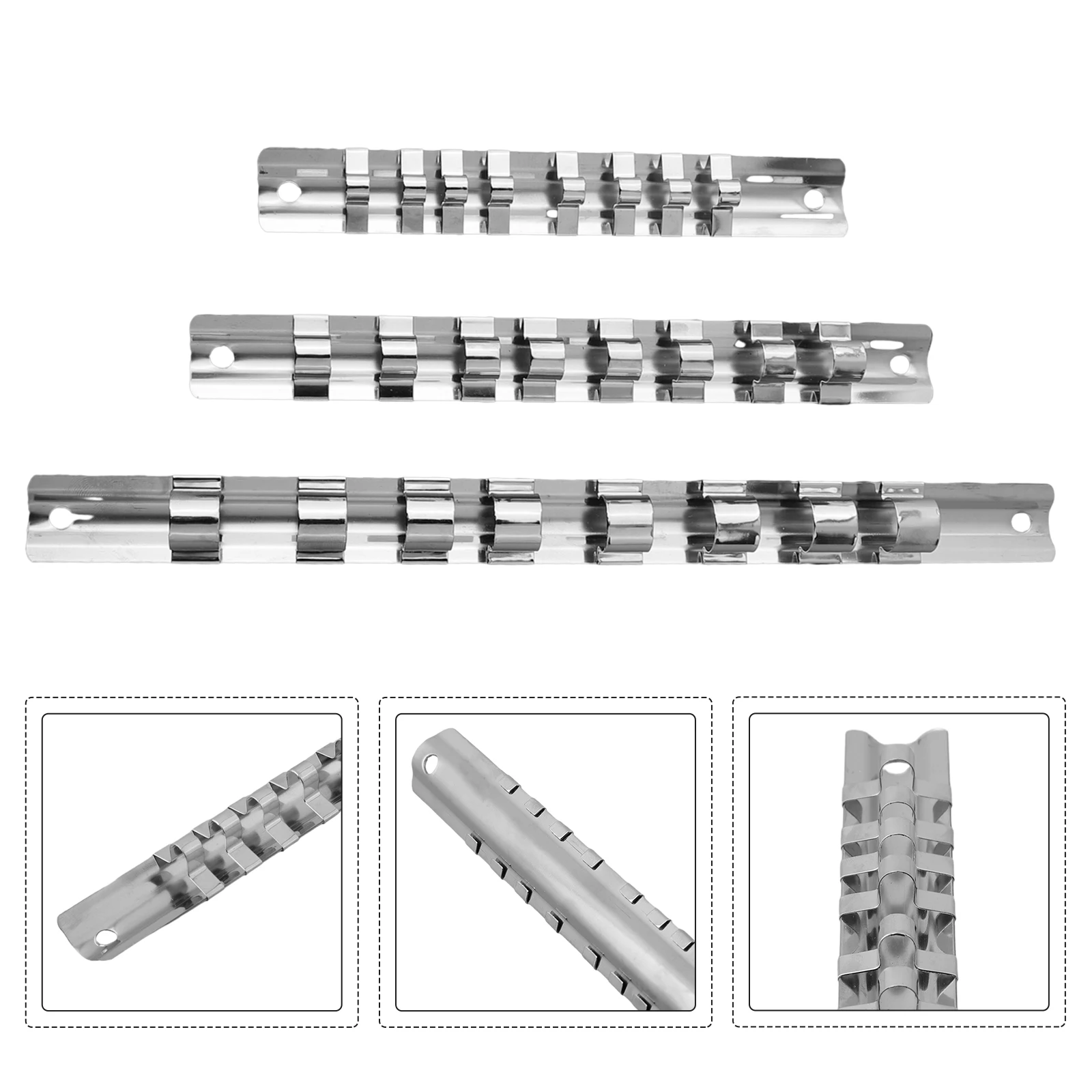 1Pcs Socket Rack Holder 1/4" 3/8" 1/2" With 8 Clips On Rail Tool Organizer Storage Socket Storage Rack For Storing Loose Socket
