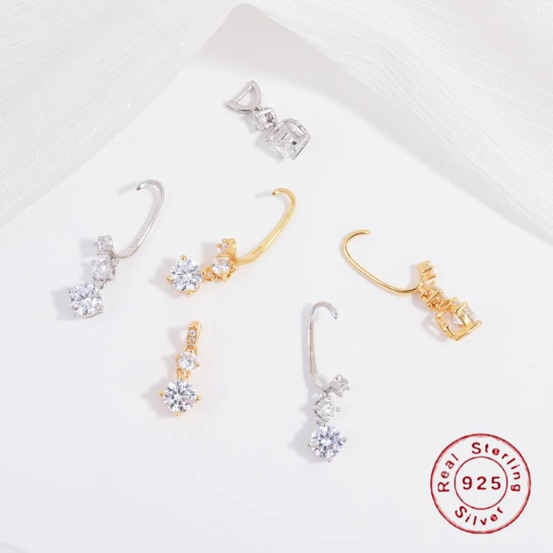 

S925 Sterling Silver Inlaid Zircon Pendant Clasp, Used As A Jewelry Accessory For Bracelets And Necklaces SK146