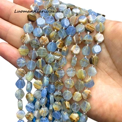 5x9MM Hexagon Natural Stone Blue Calcite Flat Loose Spacer Beads for Jewelry Making Diy Bracelets Earrings Charms Accessories