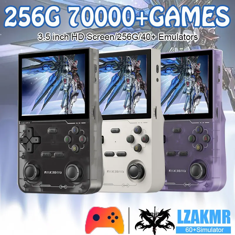 

Open Source 256G K36 Retro Handheld Video Game Console 70000 Games 40+Emulator for PS1/PSP/DC/N64/SS 500nit 3.5 Inch IPS Screen