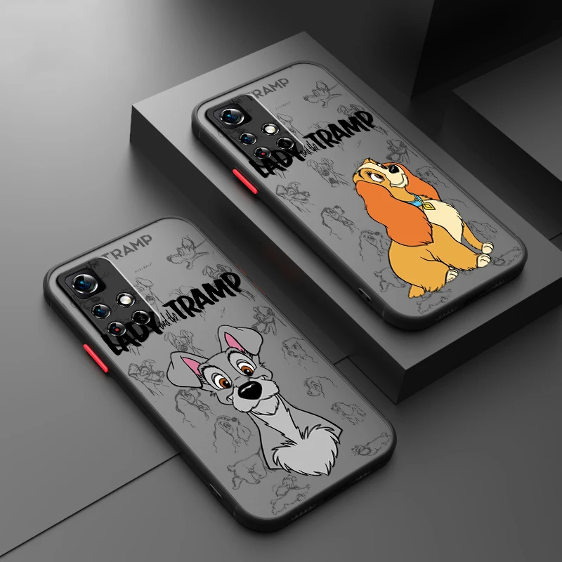 Lady And Tramp Marie For Redmi Note 12 12S 12T 11 11T 11E 10 10S 9 9T 8 7 Pro Plus 5G Frosted Translucent Cover Capa Fundas