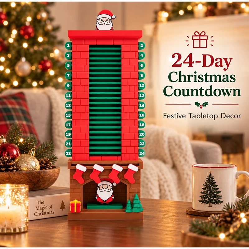 3D-Druck Weihnachts-Adventskalender 24 Tage Weihnachtsmann-Kamin Countdown-Kalender Weihnachts-Heimdekoration Kreatives Interaktives Geschenk – Detail 8