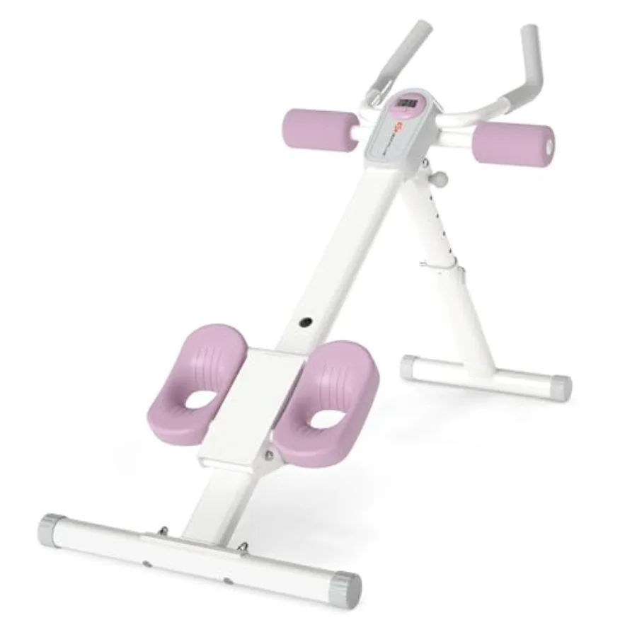 

Home gym abdominal trainer: foldable ab workout equipment with knee protection, adjustable design, LCD monitor, black and gray