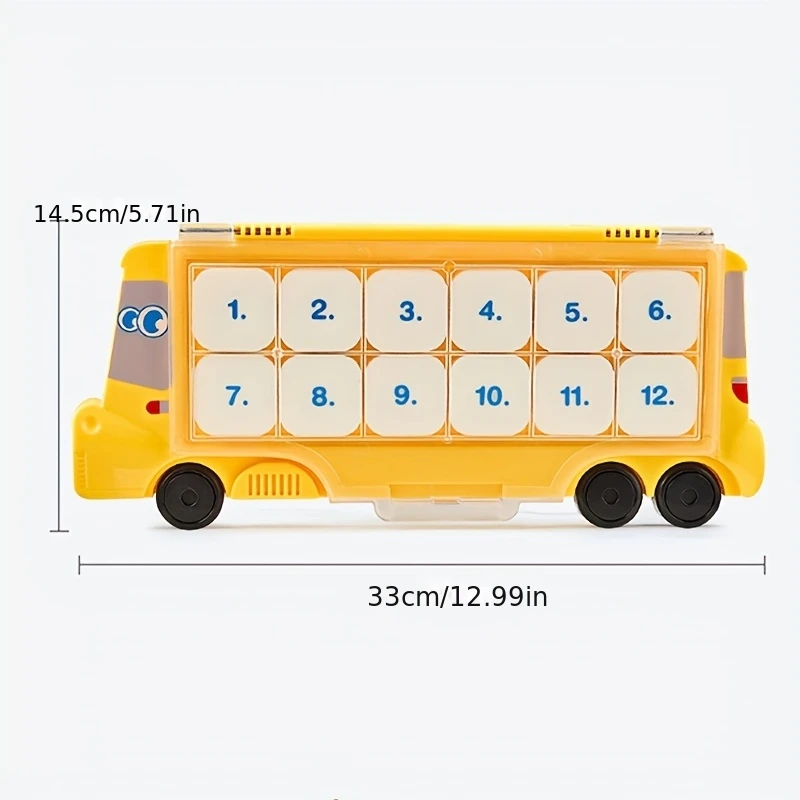 Autobus scolastico logico educativo: giocattolo STEM bifacciale per bambini |   Impara la matematica, orologio e forme, Natale/ Ringraziamento/Halloween/Pasqua