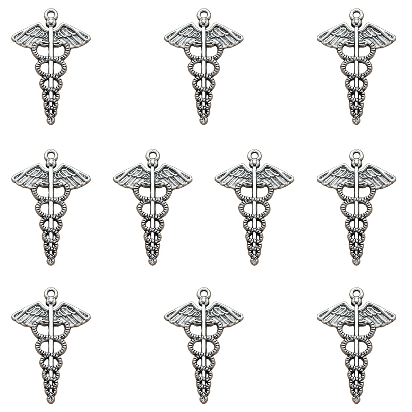 

10Pcs Vintage Alloy Pendant Charms Caduceus Shape DIY Jewelry Making Necklace Bracelet Accessories Keychain Scrapbooking