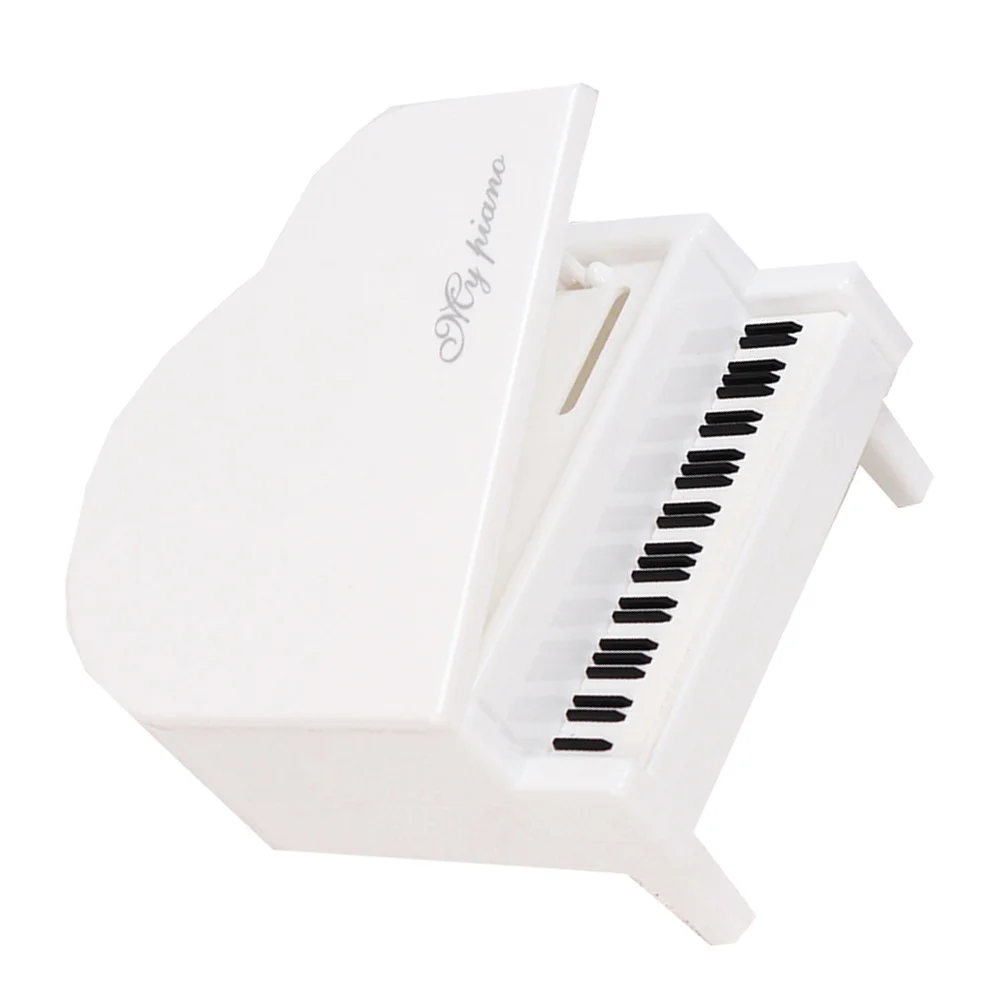 Ornamen Piano Mini Putih Kreatif Dekorasi Desktop Bahan ABS Tahan Lama Ornamen Alat Musik Alat Peraga Foto untuk Rumah Kantor