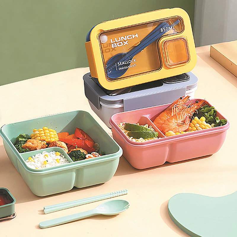 Lunch Box Portable Lunch Bags For Office Worker School Children Bento Box With Tableware Complete Kit Microwavable Heating