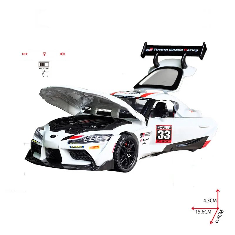 1:32 GR Supra GT4 Alloy Modified Super Sports Car Model Diecasts Metal Track Raing Car Vehicles Model Sound Light Kids Toys Gift