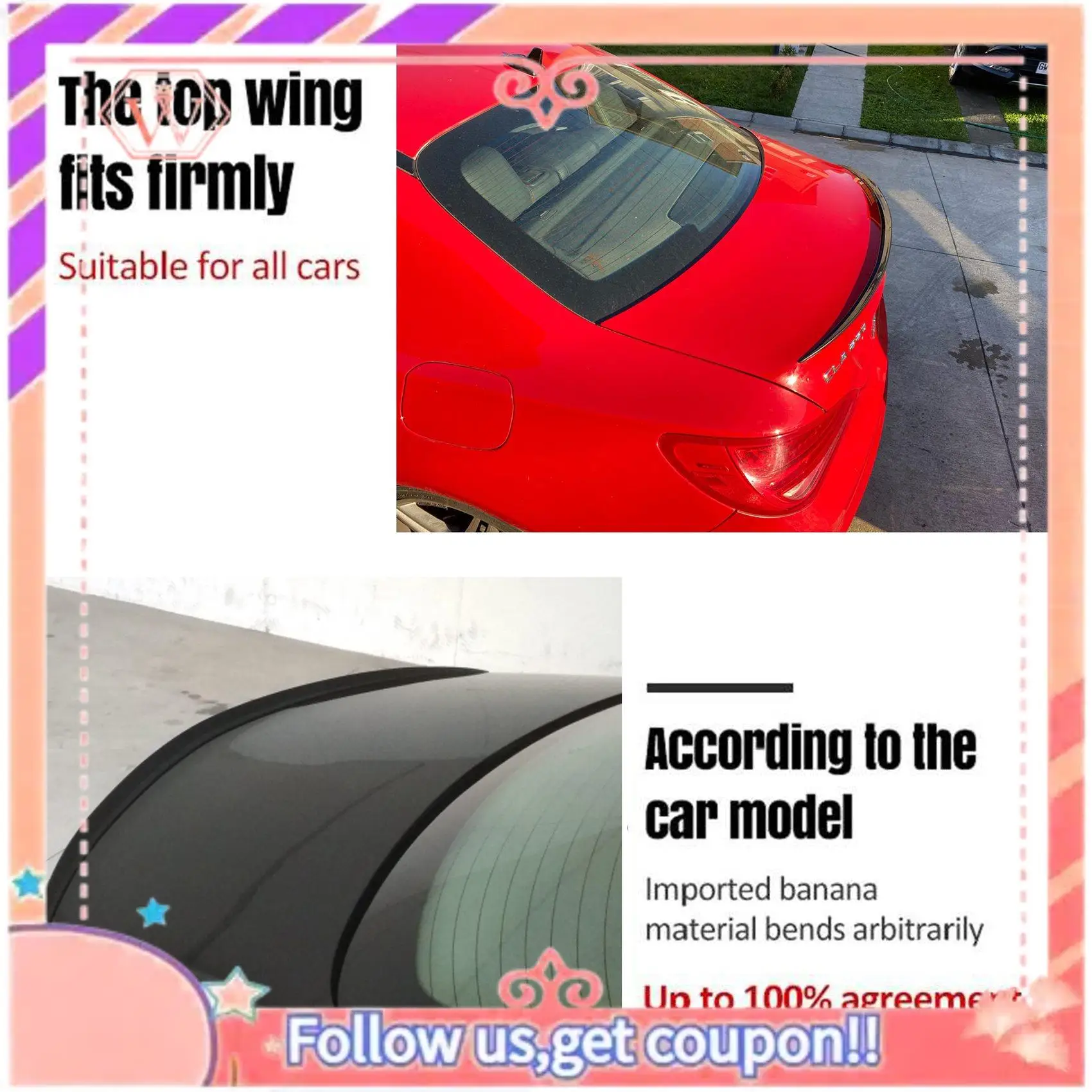 

A88U-Universal Roof Spoiler Tail Wing Spoiler Rear Trunk Spoiler For Tesla Toyota Honda Mazda BMW Benz