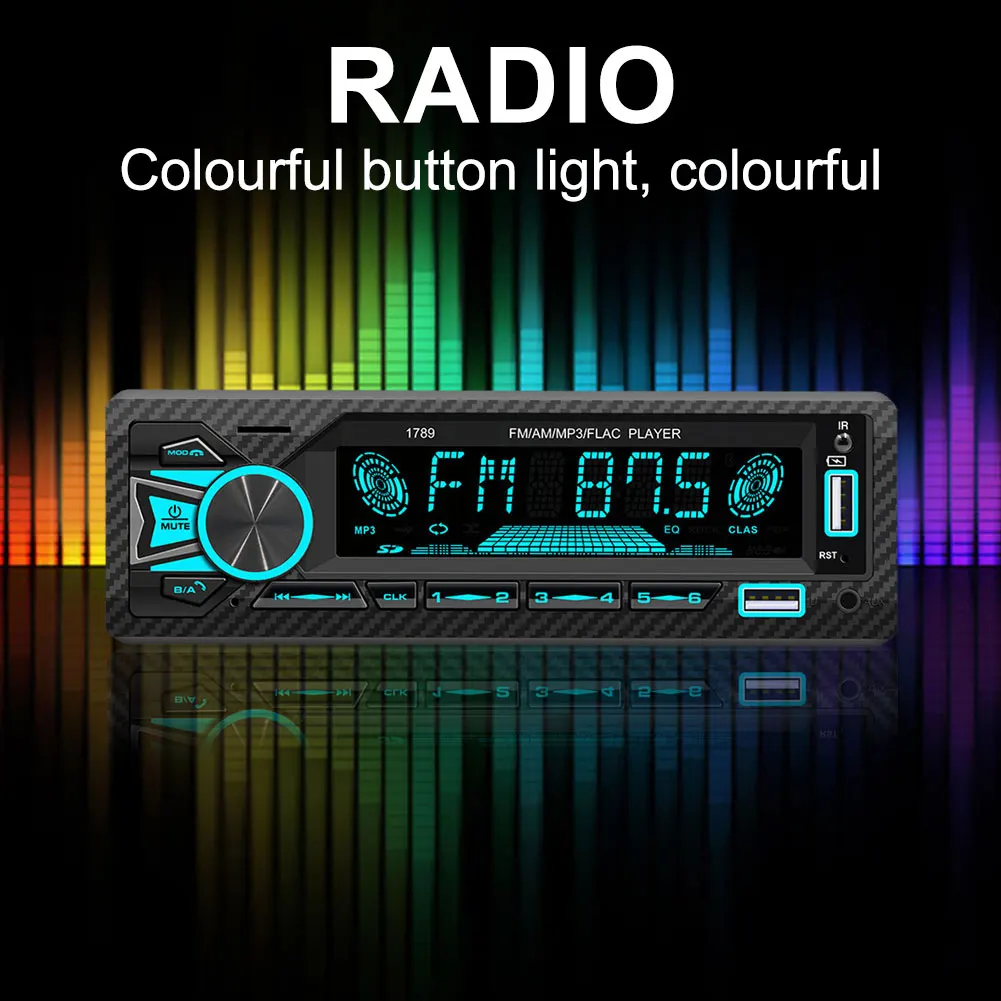 Wireless Car Radio 1 Din Bluetooth Retro MP3 Player FM Radio Stereo Audio Music AUX/USB/TF Card Player In Dash Kit Receiver