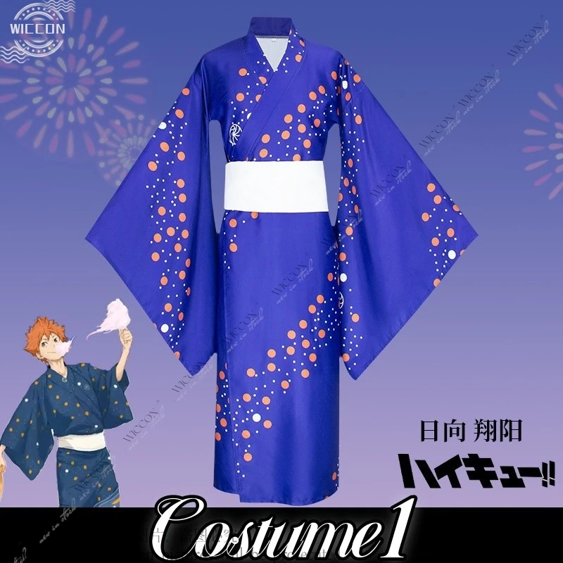 Kageyama Tobio Hinata Shoyo Cosplay Costume Wig High School Volleyball Club Kimono Fireworks Show Daily Outfit Man Halloween