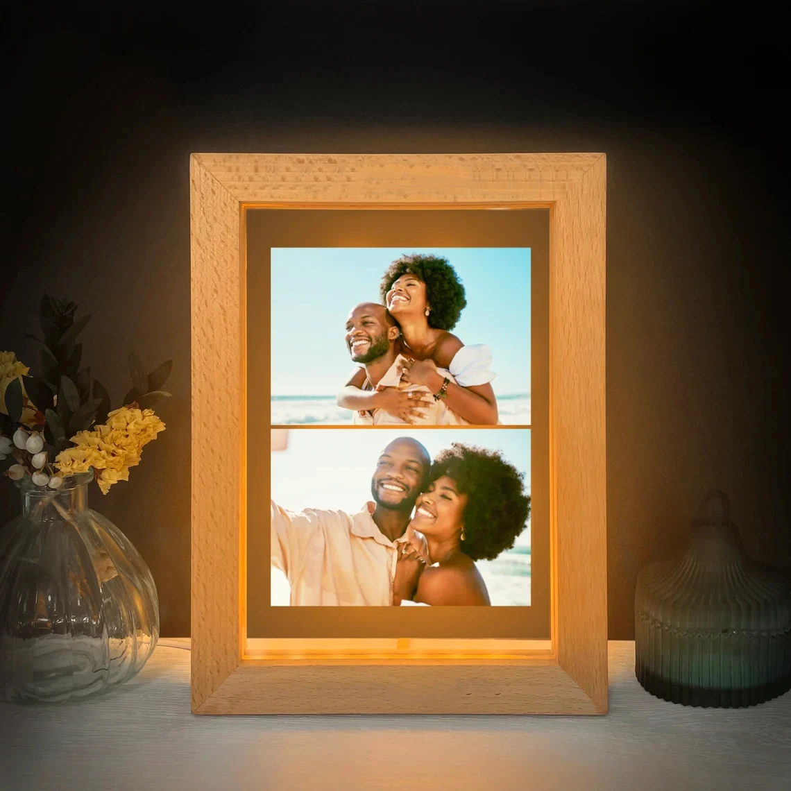 Imagem -05 - Photo Frame Night Light para a Mãe Presentes Personalizados para a Mãe Dad Wood Frame Lâmpada Led com Imagem Presente de Aniversário