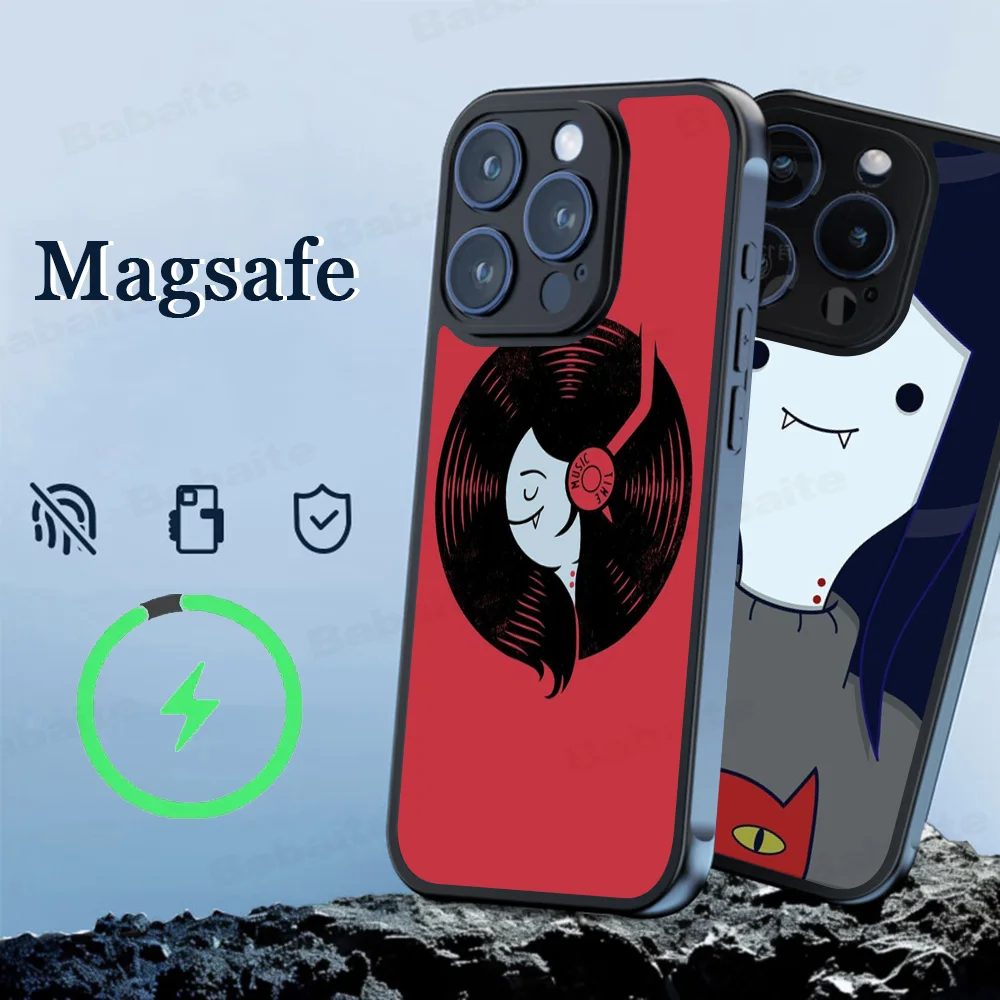 A-Adventure T-Time M-Marceline Phone Case Magesafe Magnetic Wireless Charge Case For IPhone 16 11 12 13 14 15 Pro Max Plus Mini