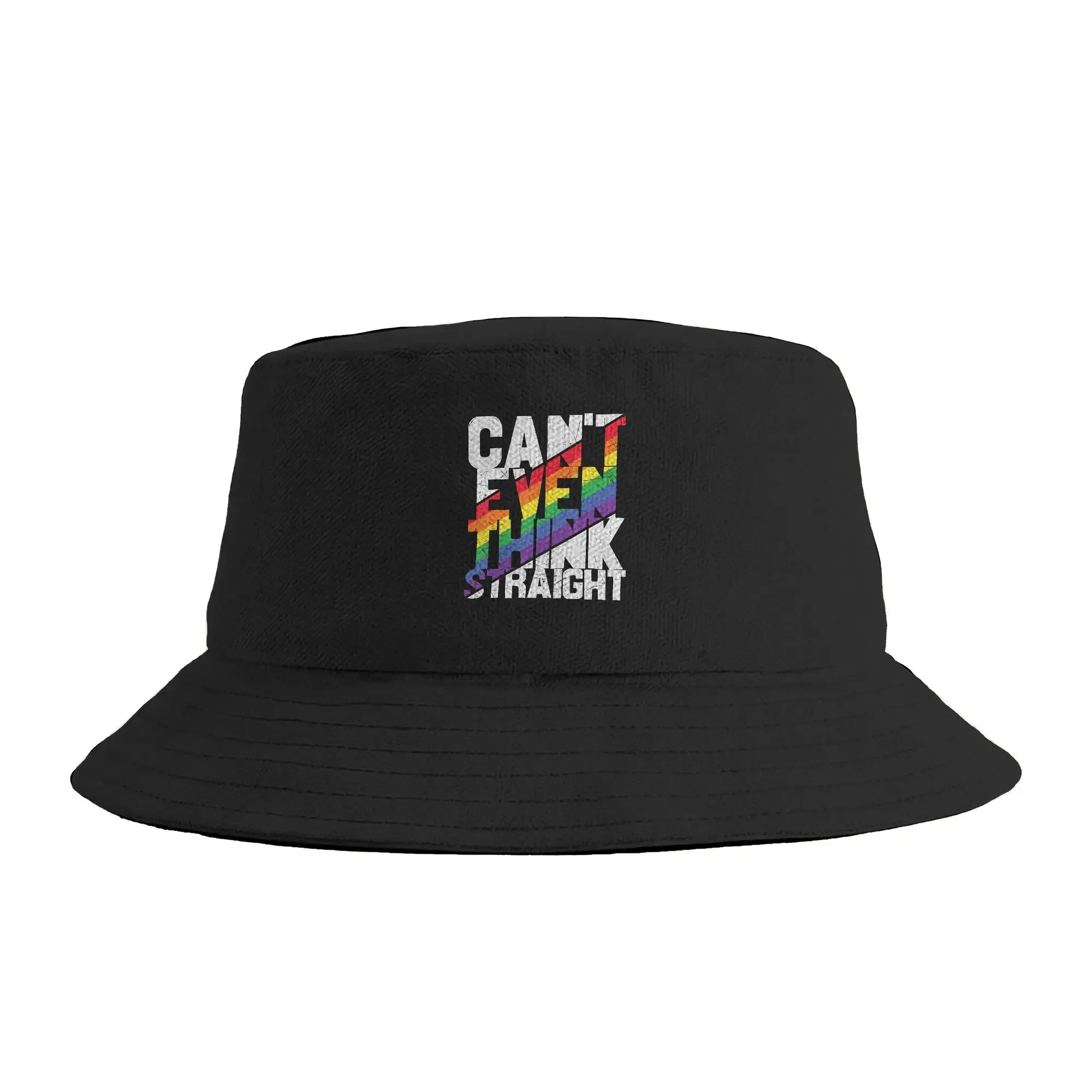 Can’t Even Think Straight Funny LGBTQ Bucket Hat Streetwear Fisherman Caps For Men Women Classic Travel Hiking Sunscreen Hats
