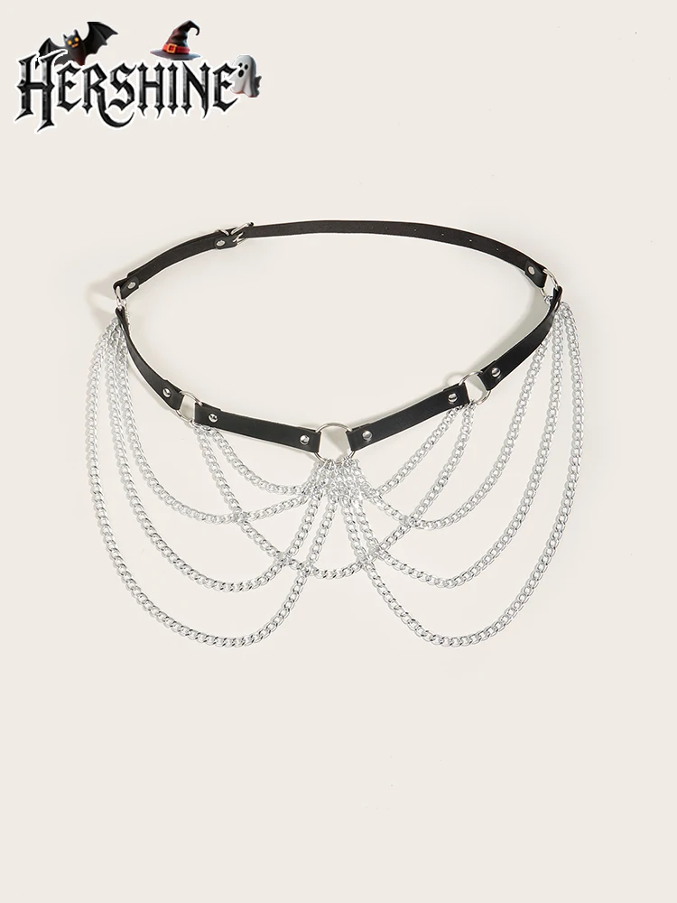 HERSHINE 1 قطعة المرأة Y2K سلسلة سوداء حلقة حزام القوطية الشرير هالوين الإكسسوارات هدية العيد روك الهيب هوب الملحقات #2