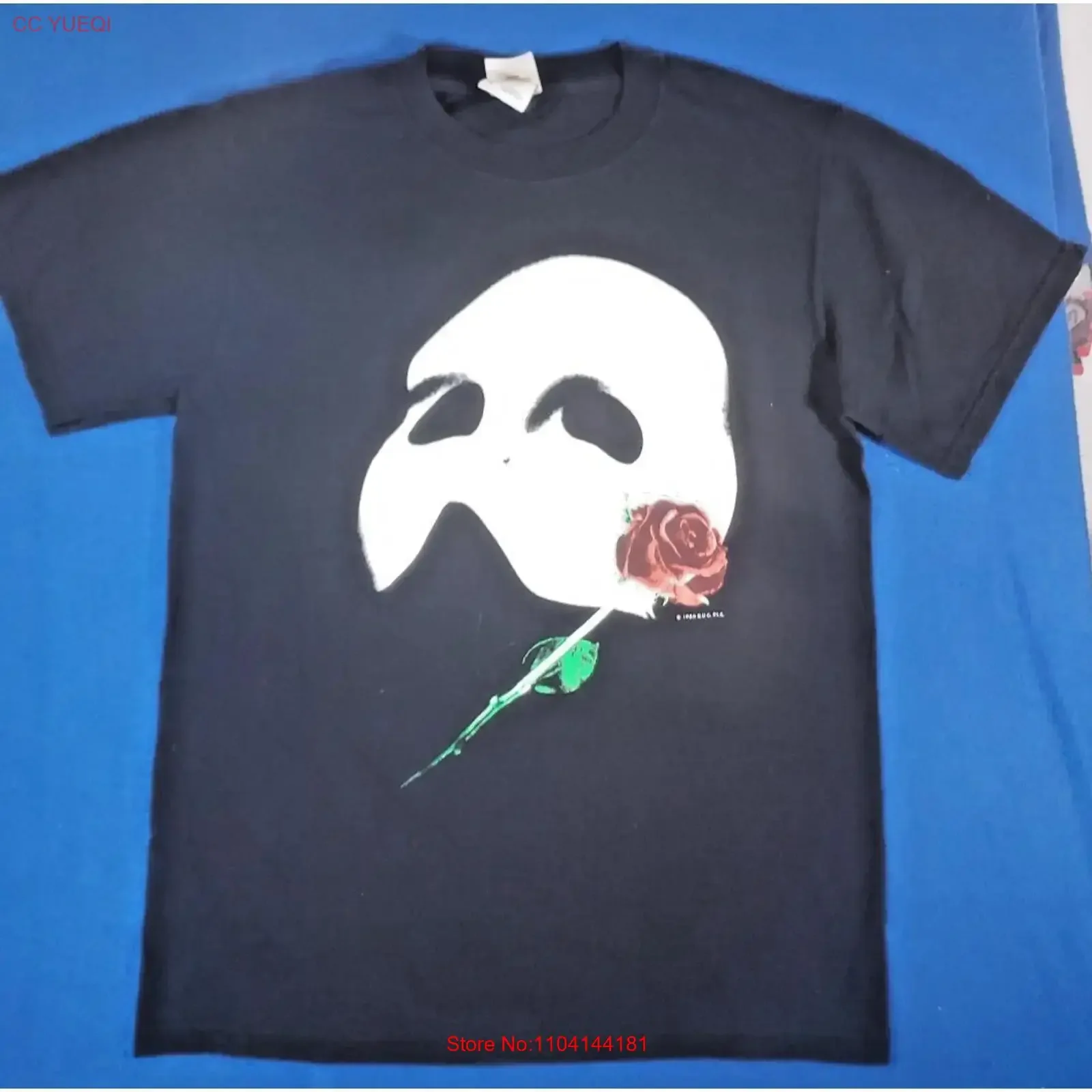 Vintage1986 Phantom of the Opera black cotton T Shirt Men's Size Small long or short sleeves vintage Washed homme graphic