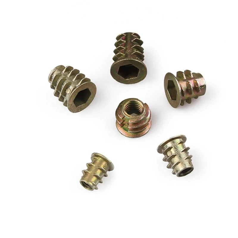 70Pcs Zincs Alloy Threaded Fastener Connector Embedded Insert Nut Hexagon Socket for Wood Furniture Easy to Use