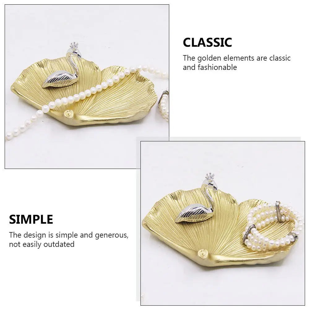 

1Pcs Golden Leaf Shape Jewelry Tray Creative Desktop Storage Organizer Resin Holder for Accessories Home Decor Nordic Style
