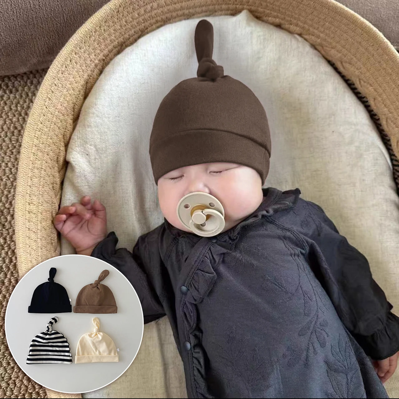 

0-10Month Newborn Fetal Hat Pure Cotton Baby Beanies Boy Girl Kids Autumn Winter Warm Pullover Cap Head Protection Infant Bonnet