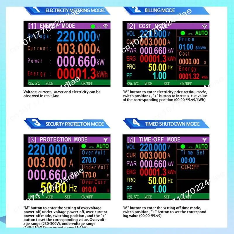 A17Z WIFI Smart Wattmete Digital Power Meter Electricity Energy Meter Voltage Current Protection Timer Switch EU Plug