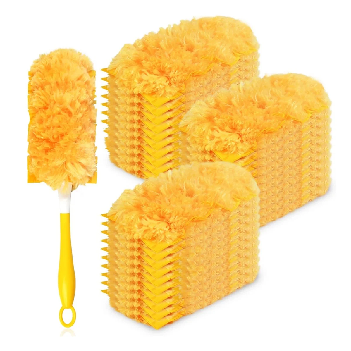 30 Pack 360 Dusters Refills for Swiffer Dusters, Duty Duster Kit Disposable Dusters Refills with 1 Handle Orange Yellow