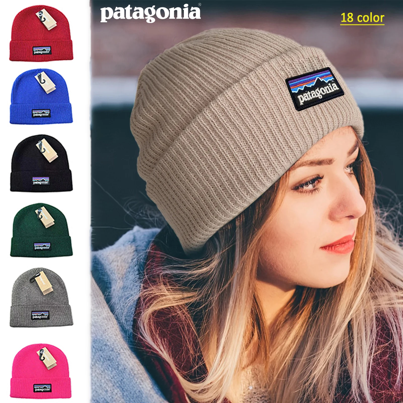 Gorros de Lana Tejidos Unisex, Gorro de Invierno para Hombre, Gorro de Punto Grueso, Gorro de Doble Capa de Color Sólido, Gorro de Terciopelo Cálido