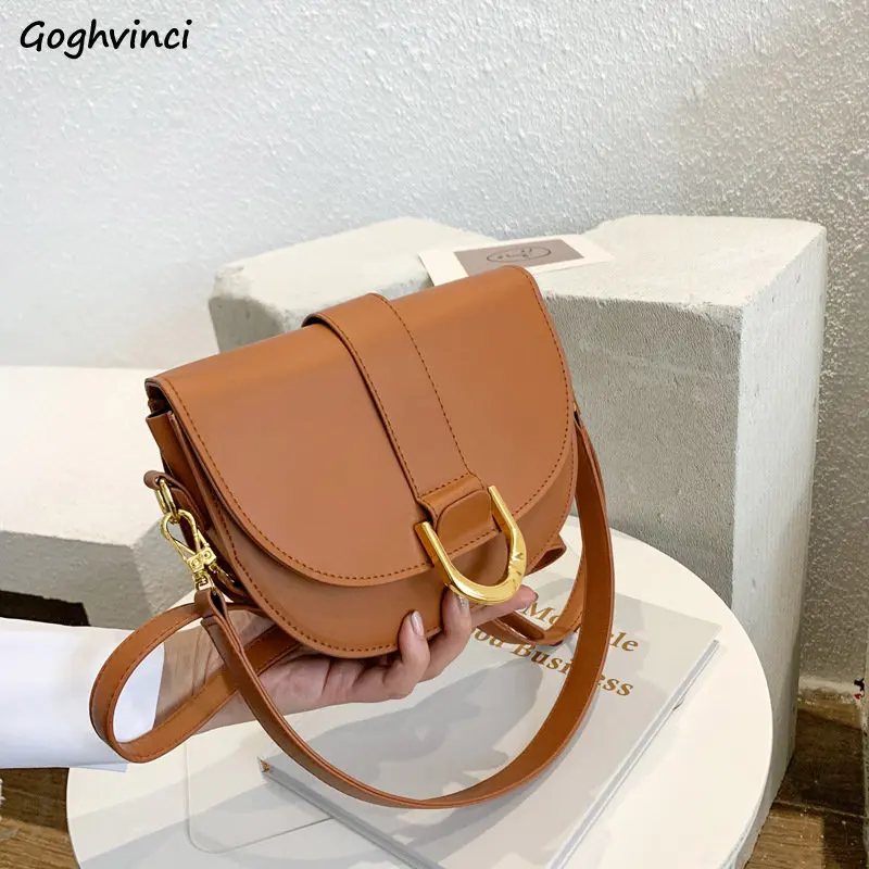 Women Crossbody Bags Korean Fashion Retro Shoulder All-match Saddle Handbags Female OL Elegant PU Leather Bag Casual Daily Chic